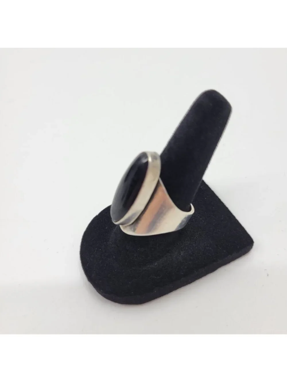Vintage Sterling Silver Ring black Onyx Stone Marked Taxco Mexico 925 Size 7 JW0